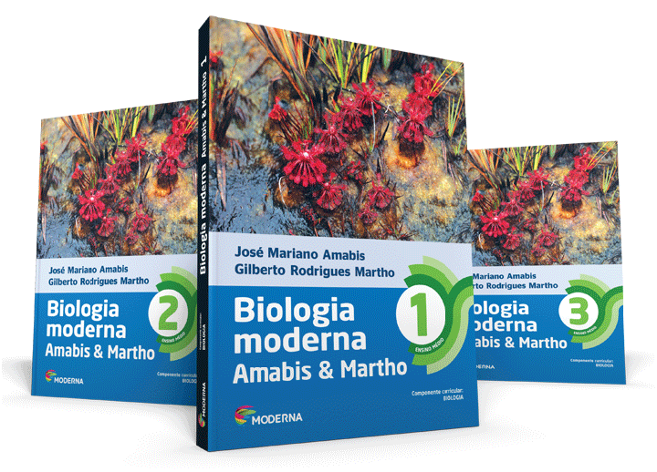 Capas dos três livros da coleção Biologia Moderna Amabis & Martho