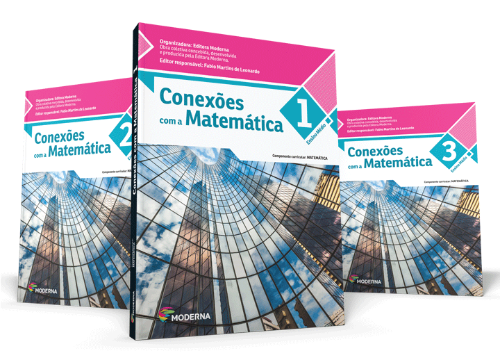 Capas dos três livros da coleção Conexões com a Matemática